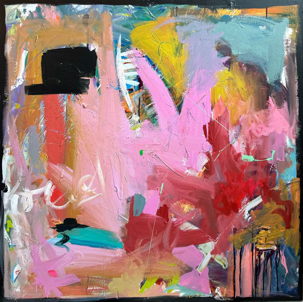 Abstract painting with vibrant colors and textures